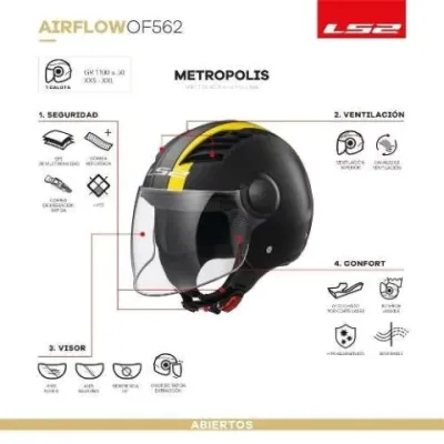 Casco 562 Airflow METROPOLIS Negro Amarillo