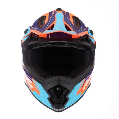 Casco MAC 609 Virtus Flash Celeste / Naranja / Mate Brillo 