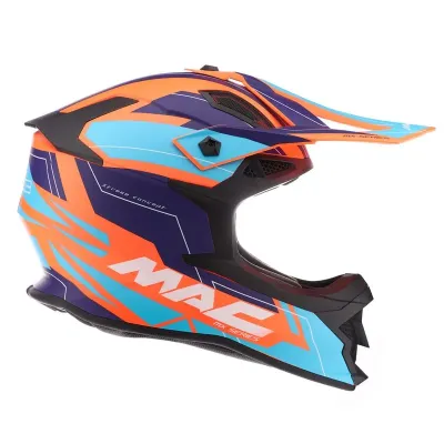 Casco MAC 609 Virtus Flash Celeste / Naranja / Mate Brillo 